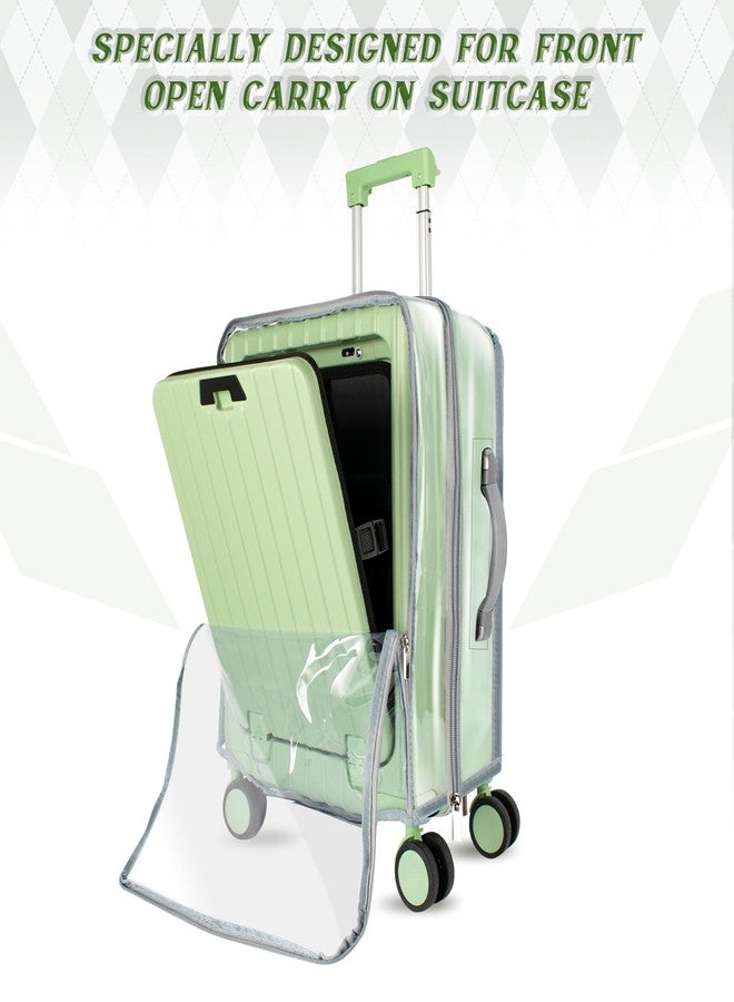 TAZKZZY Clear PVC Suitcase Cover Protector, Carry on Luggage Protective Covers for Wheeled Suitcase Waterproof Dustproof Anti-scratch, Special Designed for 20" Luggage with Front Open Pocket, No Disassembly - Image 3